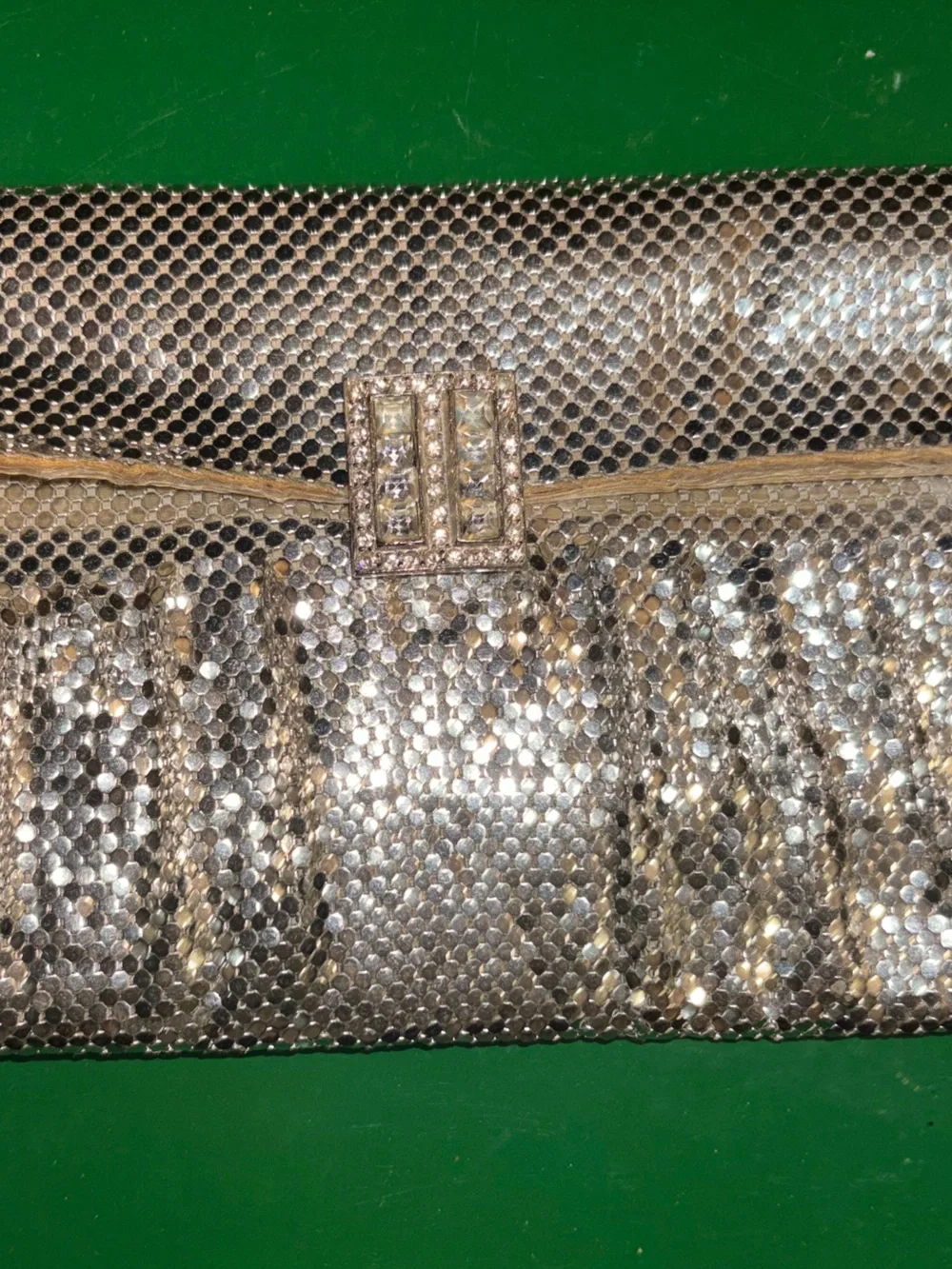 Whiting & Davis Silver Mesh Purse Handbag Evening Clutch in Metallic Sylver